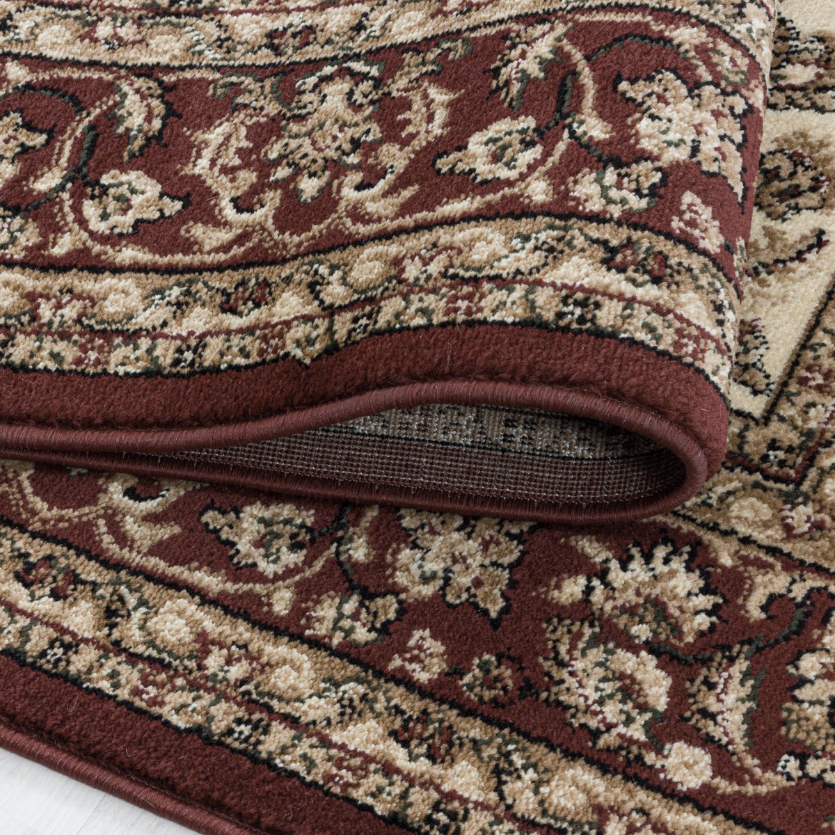 Muratap Mokhtar Oosters Klassiek Laagpolig Vloerkleed Rood / Creme- 160x230 CM