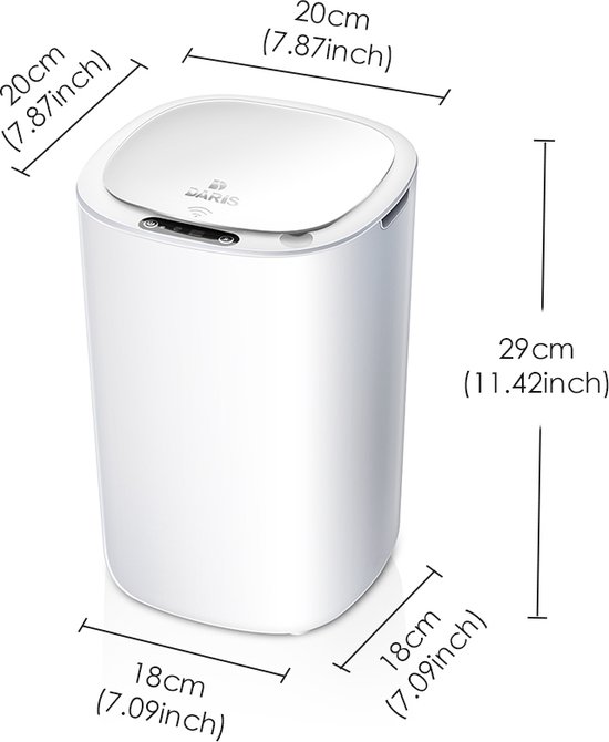 Badkamer Touchless Prullenbak, Slimme Touchless Automatische Bewegingssensor Prullenbak met Deksel, Elektrisch Voorkom Slechte, Smalle Geur Vuilnisbak voor Badkamer Toilet (14L