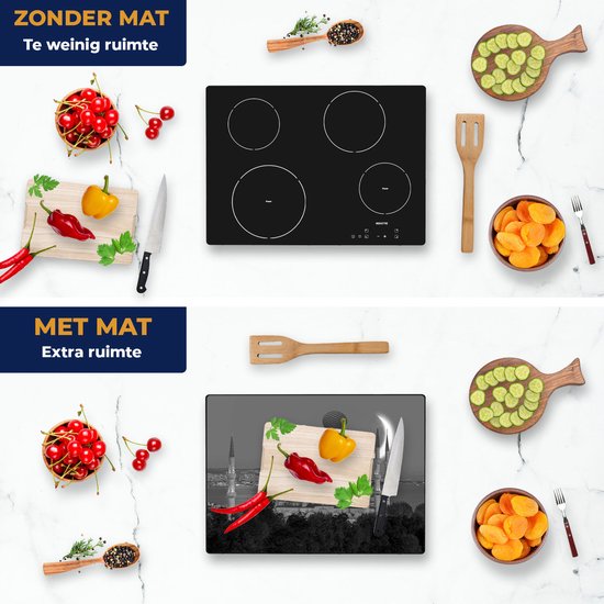 Chefcare Inductie Beschermer Sultan Ahmetmoskee in Istanbul - Zwart Wit - 70x50 cm - Afdekplaat Inductie - Kookplaat Beschermer - Inductie Mat
