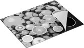 Chefcare Inductie Beschermer Kleurrijke Fruit Achtergrond - Zwart Wit - 70x55 cm - Afdekplaat Inductie - Kookplaat Beschermer - Inductie Mat