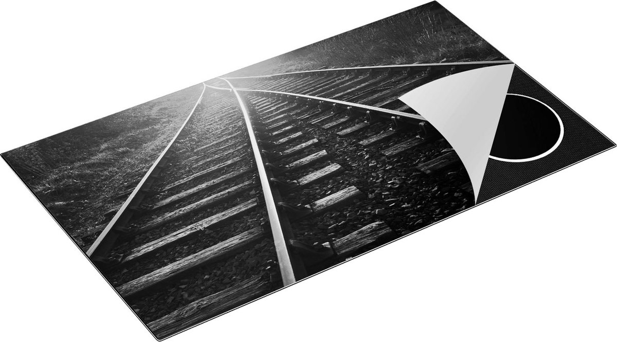 Chefcare Inductie Beschermer Twee Kruisende Rails Spoorwegen - Zwart Wit - 91,6x52,7 cm - Afdekplaat Inductie - Kookplaat Beschermer - Inductie Mat