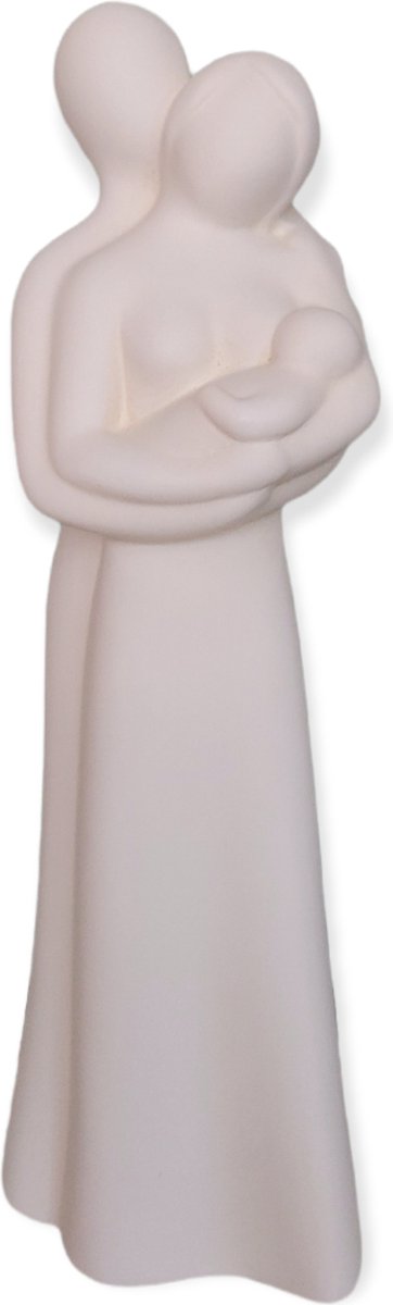 Gilde Handwerk Sculptuur Beeld Ouders met baby Keramiek Wit 32cm