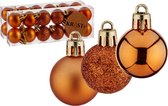 24x stuks kerstballen oranje kunststof diameter 3 cm - Kerstboom versiering