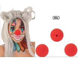 48x Schuim clown rood -circus thema feest verjaardag clowns neus schuim festival