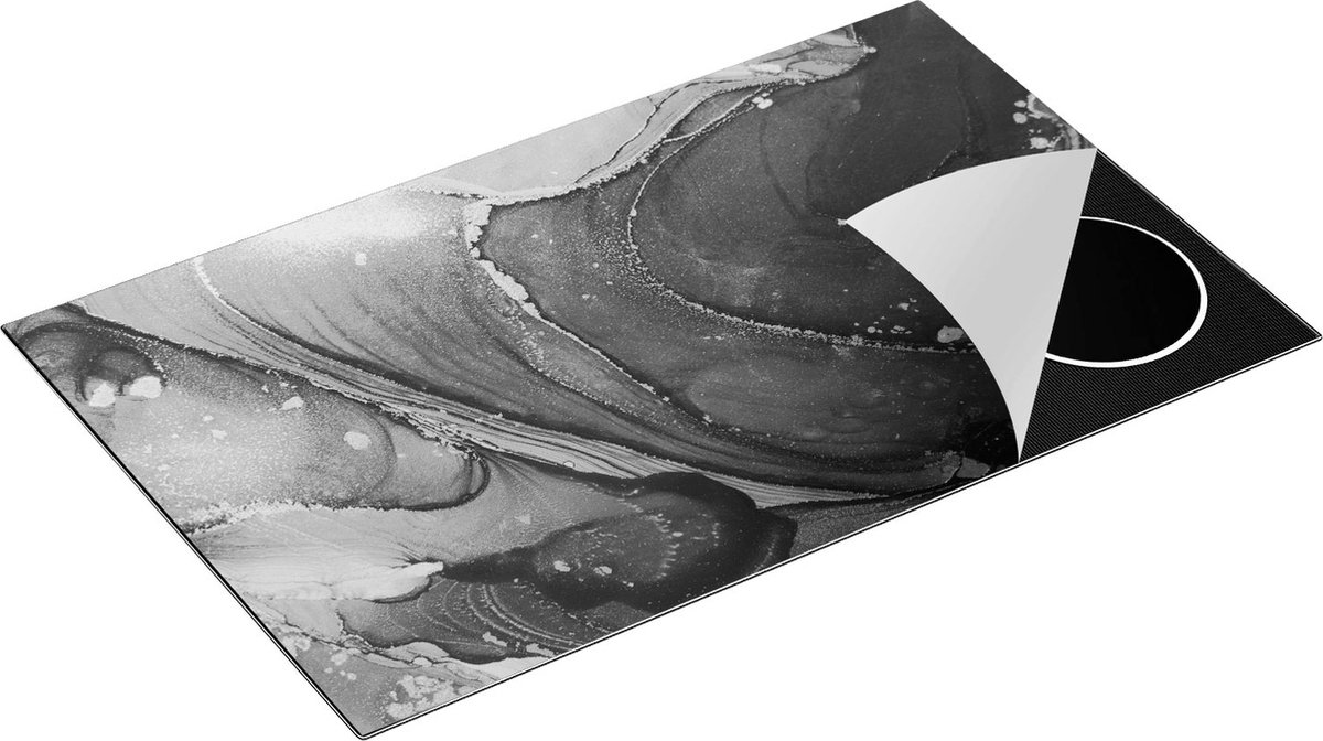 Chefcare Inductie Beschermer Abstracte Luxe Kunst - Zwart Wit - 85x52 cm - Afdekplaat Inductie - Kookplaat Beschermer - Inductie Mat
