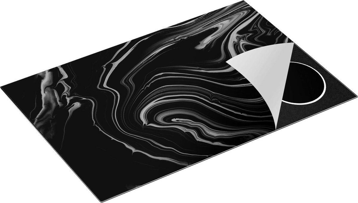 Chefcare Inductie Beschermer Abstracte Kunst - Zwart Wit - 83x51,5 cm - Afdekplaat Inductie - Kookplaat Beschermer - Inductie Mat