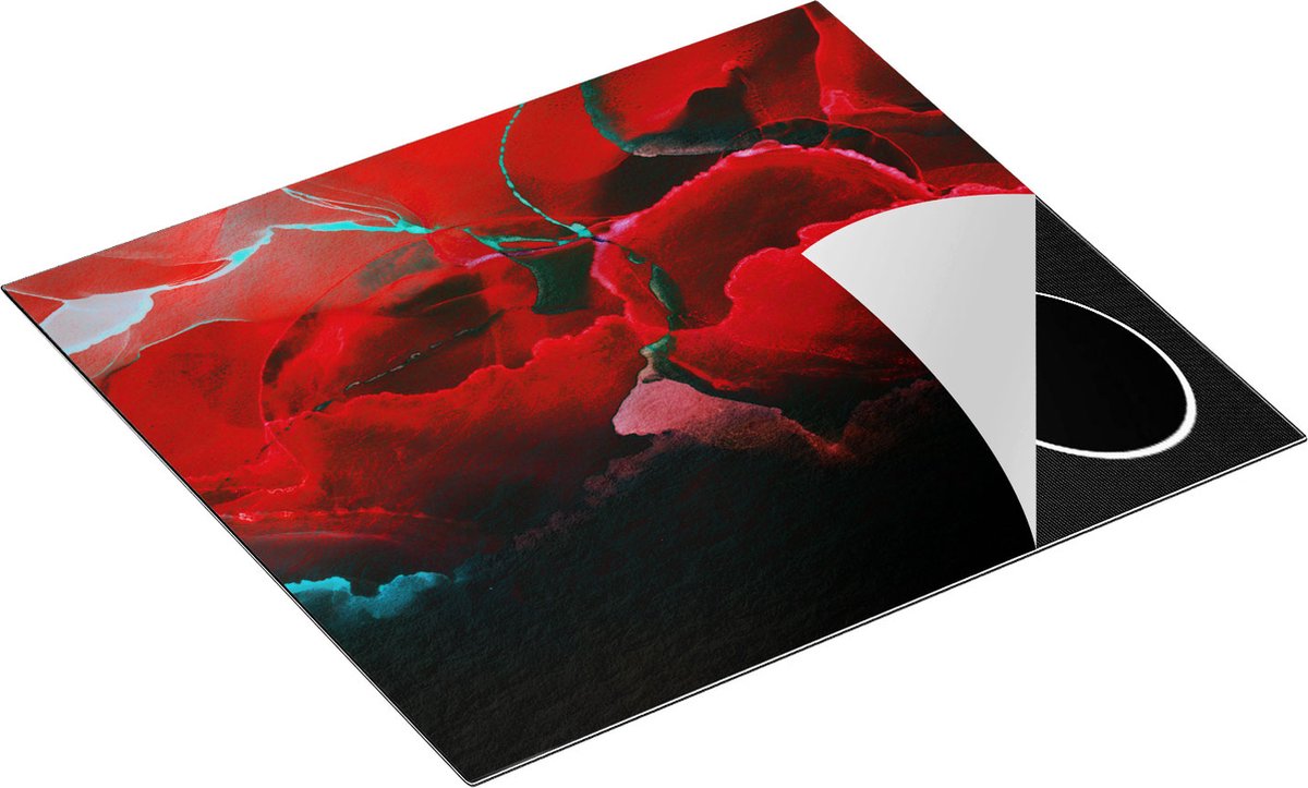 Chefcare Inductie Beschermer Abstracte Kunst - Rode Artistiek - 60x52 cm - Afdekplaat Inductie - Kookplaat Beschermer - Inductie Mat