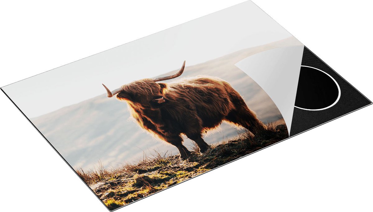 Chefcare Inductie Beschermer Schotse Hooglander in de Heuvels van Schotland - 76x51,5 cm - Afdekplaat Inductie - Kookplaat Beschermer - Inductie Mat