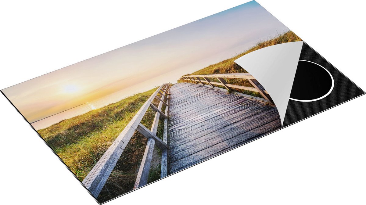 Chefcare Inductie Beschermer Voetpad in de Duinen met Zonsondergang - 85x52 cm - Afdekplaat Inductie - Kookplaat Beschermer - Inductie Mat