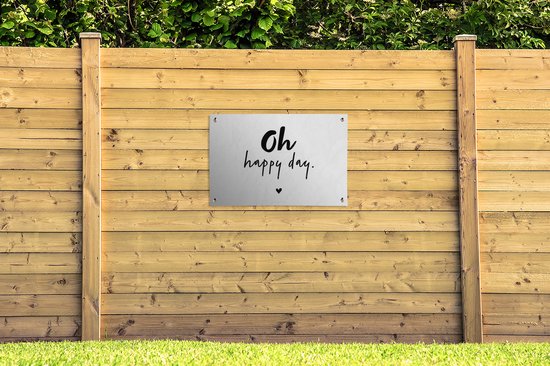Affiche de jardin - Été - Citations - Oh happy day - Dictons - Jardin - 90x60 cm - Décoration murale - Toile de jardin - Texte d'affiche de jardin