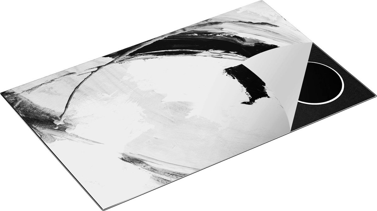 Chefcare Inductie Beschermer Abstracte Kunst - Zwart Wit - 85x52 cm - Afdekplaat Inductie - Kookplaat Beschermer - Inductie Mat