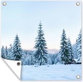 Tableau jardin Forêt - Affiche jardin - Toile jardin - Neige - Arbres - Hiver - Décoration de jardin - 200x200 cm