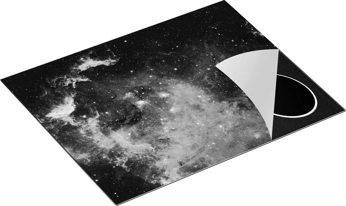Chefcare Inductie Beschermer Ruimte in het Paars Blauw - Zwart Wit - 65x52 cm - Afdekplaat Inductie - Kookplaat Beschermer - Inductie Mat
