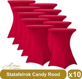 Jupe de table de fête rouge bonbon 80 cm - par 10 - table de fête - Jupe de table Alora pour table debout - Nappe de table de fête - Mariage - Cocktail - Rok Stretch - Set de 10