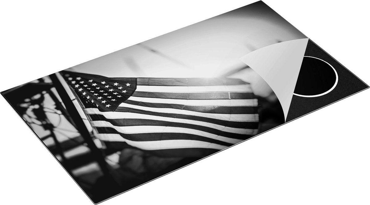 Chefcare Inductie Beschermer Amerikaanse Vlag - Verenigde Staten - Zwart Wit - 91,6x52,7 cm - Afdekplaat Inductie - Kookplaat Beschermer - Inductie Mat