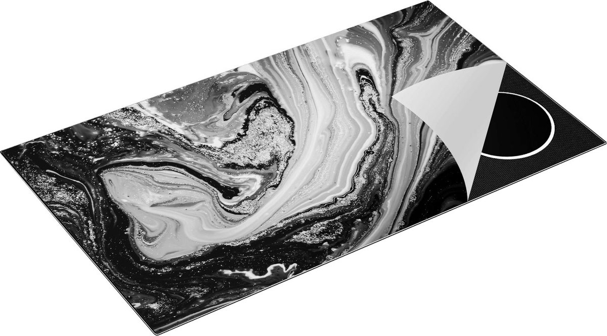 Chefcare Inductie Beschermer Abstracte Luxe Kunst - Zwart Wit - 91,2x52 cm - Afdekplaat Inductie - Kookplaat Beschermer - Inductie Mat