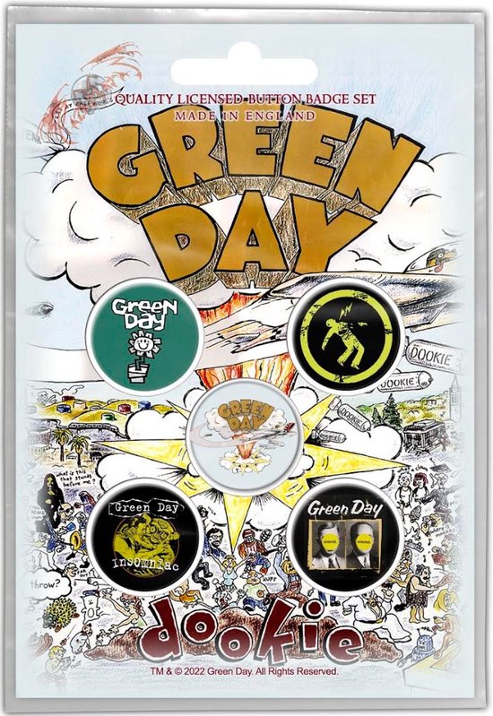 Green Day - Dookie Badge/button - Set van 5 - Multicolours