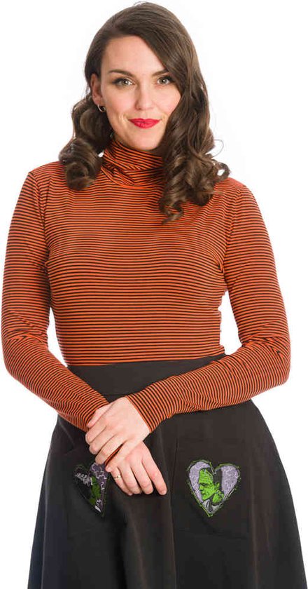 Dancing Days T-shirt à manches longues -M- TRICK OR TREAT STRIPE Oranje