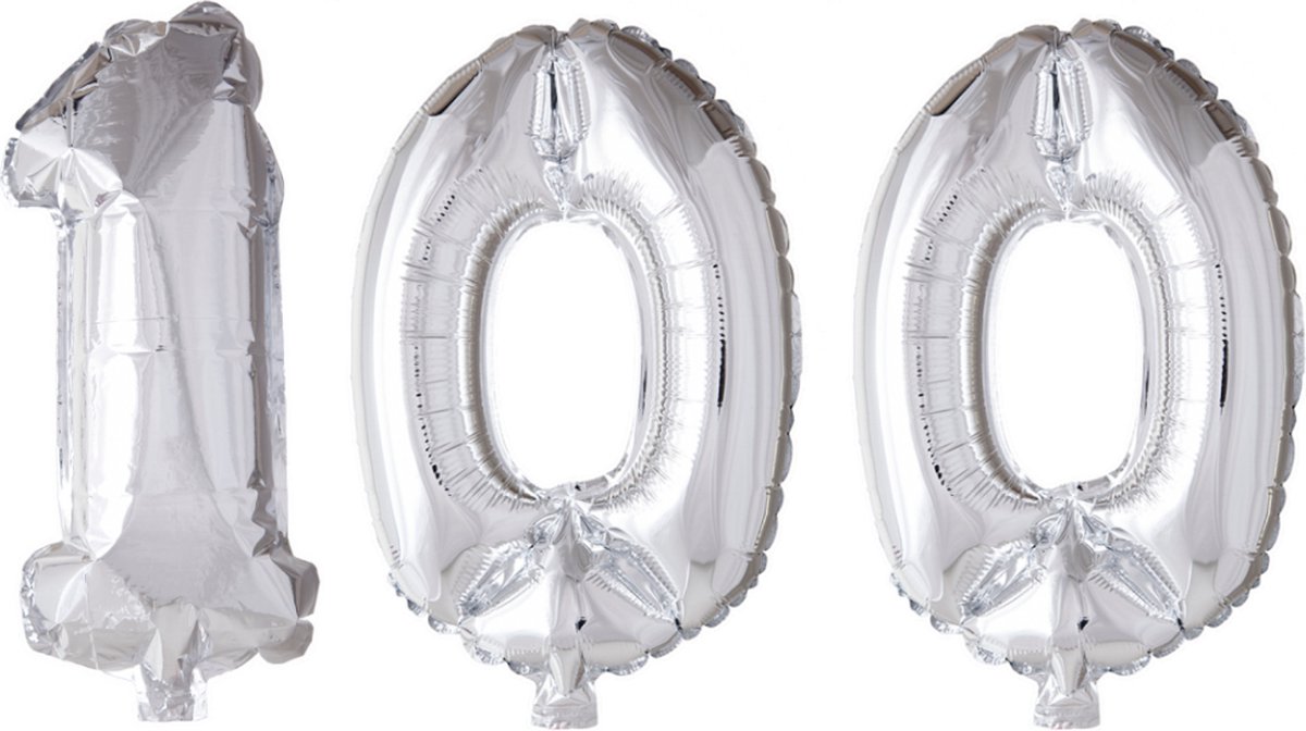 Folieballon 100 jaar Zilver 66cm