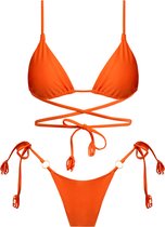 Wrap string bikini orange
