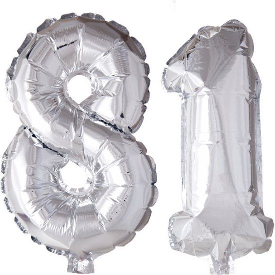 Folieballon 81 jaar Zilver 66cm