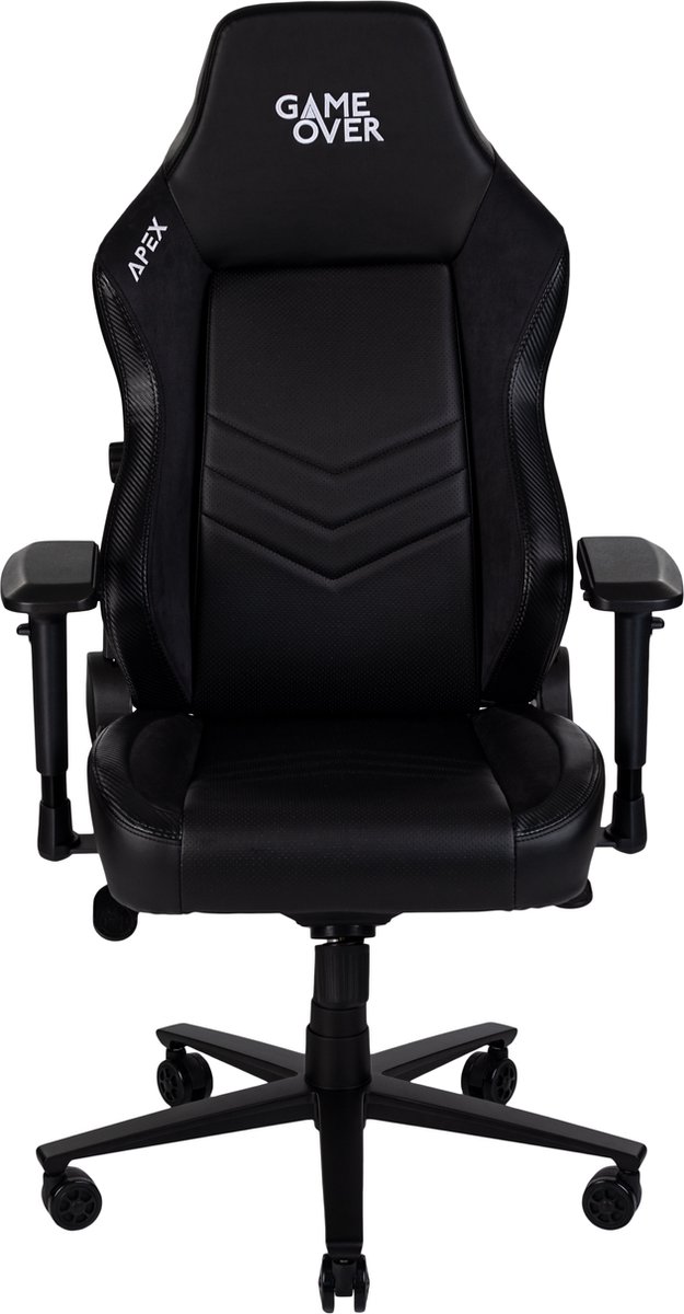 Gameover Apex Gamestoel Voor Volwassenen - Gaming Stoel / Bureaustoel - 4D verstelbare armleuningen en hoogte - Best Gaming Chair - lendensteun (Zwart)