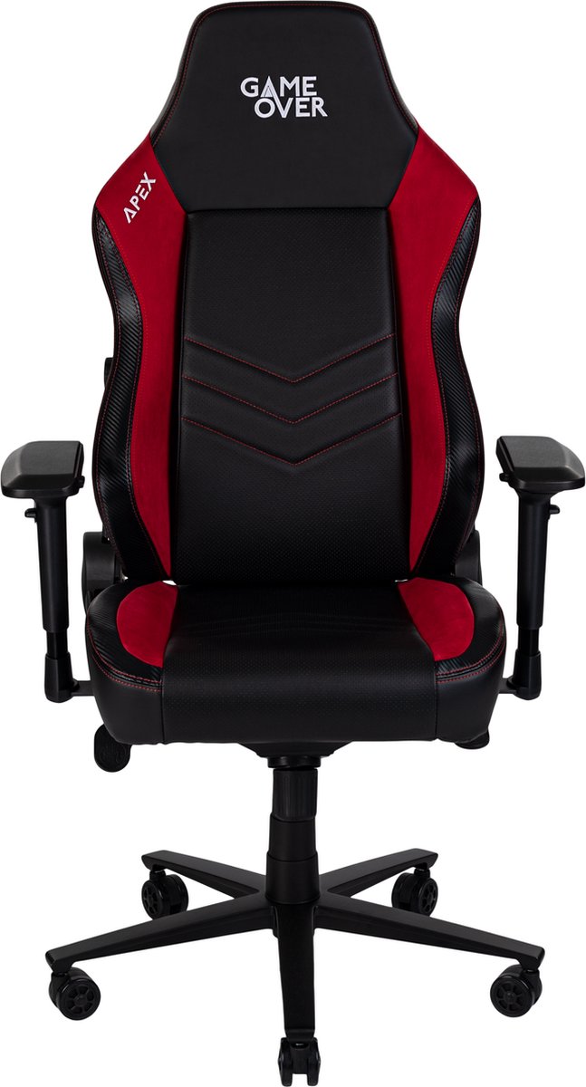 Gameover Apex Gamestoel Voor Volwassenen - Gaming Stoel / Bureaustoel - 4D verstelbare armleuningen en hoogte - Best Gaming Chair - lendensteun (Rood)