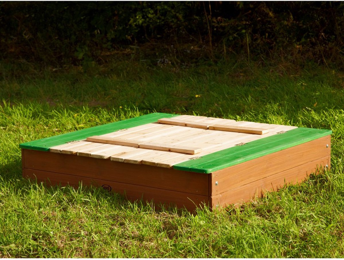 AXI Ella XL Houten Zandbak in Bruin/Groen - Met Zitbankjes en Deksel - FSC hout - 120x120x20cm - Zandbak voor kinderen — afbeelding 15