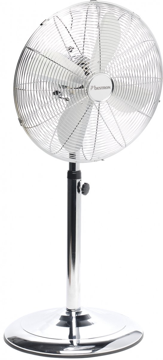 Bestron DFS45S - Retro Statiefventilator - roestvrijstaal/zilver