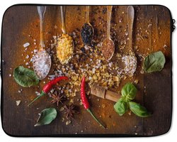 Laptophoes 17 inch - Lepels - Kruiden - Chilipeper - Specerijen - Laptop sleeve