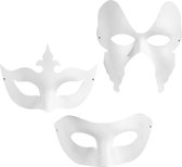 Maskers, h: 10-20 cm, b: 18-20 cm, 3x4 stuks, wit
