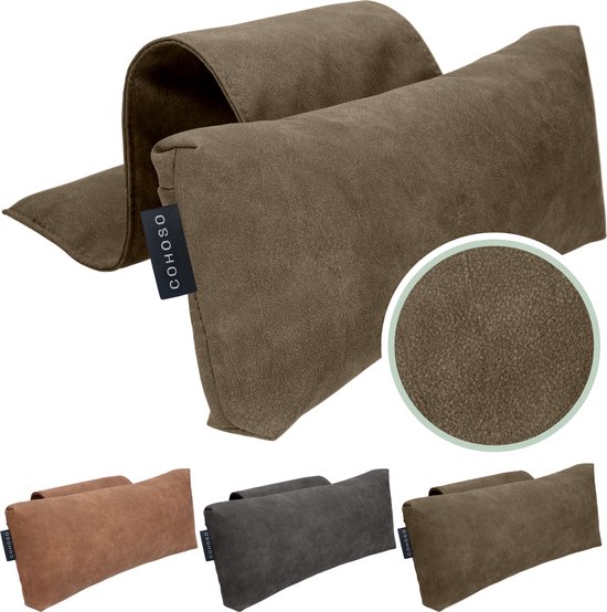 Cohoso® Handgemaakt Ergonomisch nekkussen - verstelbaar mét rits - Neksteunkussen - zetel - hoofdkussen - stoel - kussen - relaxstoel - nekrol - bureaustoel - hoofdsteun - fauteuil - sta op - neksteun - relax - ligstoel - Orthopedisch - Bruin