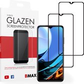 2-pack BMAX geschikt voor Xiaomi Redmi 9T Screenprotector glas - Full Cover gehard glas - Tempered glas - Xiaomi screenprotectors 2 stuks - Telefoonglaasje - Beschermglas - Glasplaatje - Screensaver - Screen protector - Case friendly - Zwart