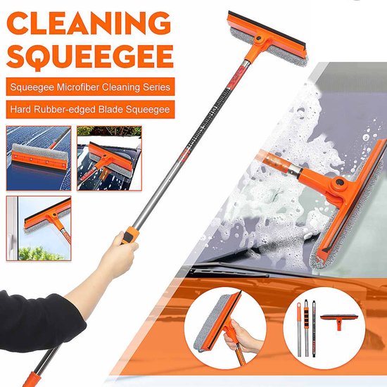 Vadrouille Nettoyage Plinthes Et Murs Avec Manche Télescopique 152 Cm + 6 Tampons Microfibre – Idéal Pour Dos Sensible