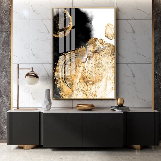 Black & gold trunk 90x60 zwart frame canvas painting wall