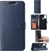 Portemonnee Book Case Hoesje Geschikt voor: Motorola Moto E20 / E30 / E40 -  donker blauw