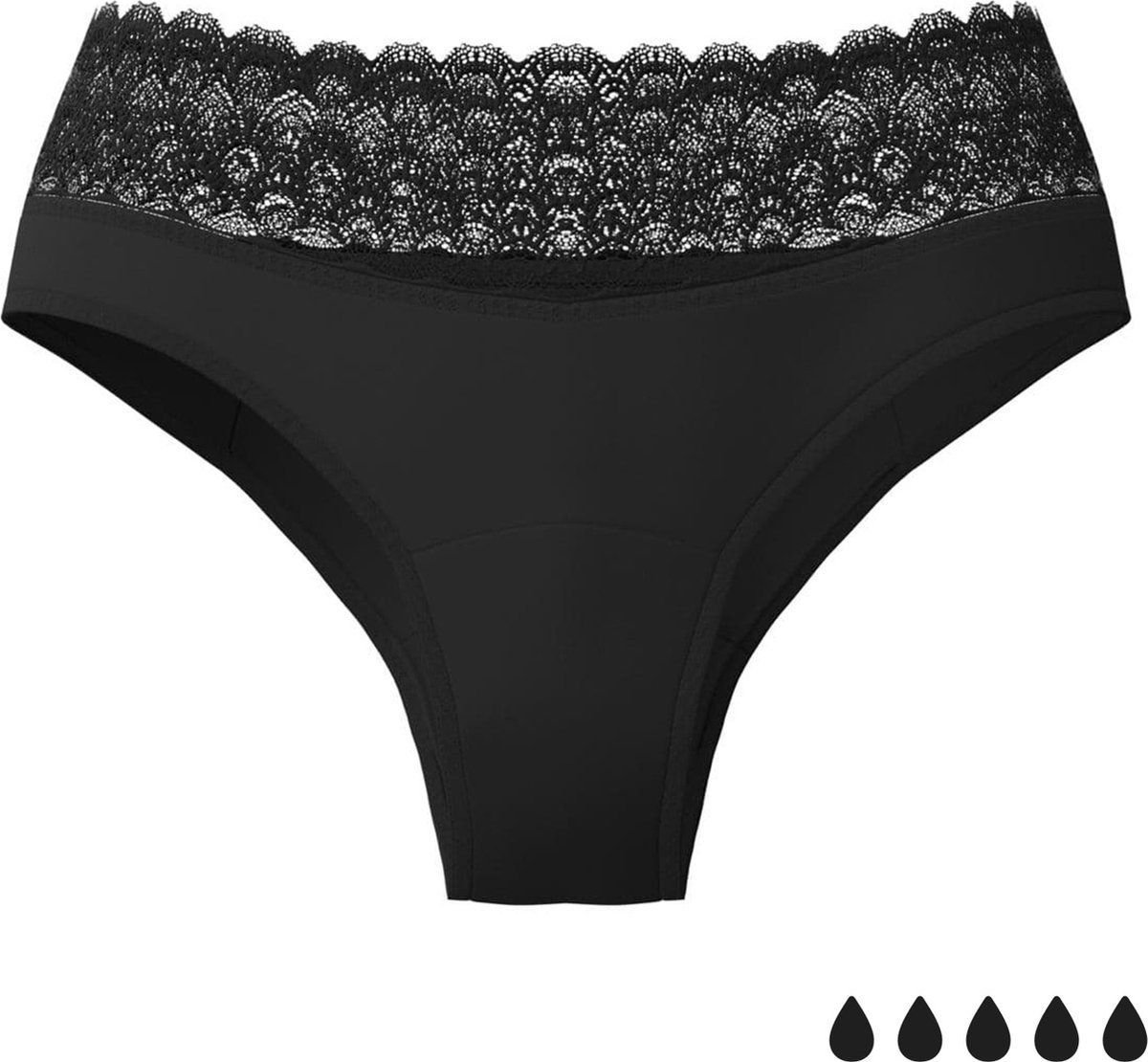 Weekiss Menstruatie Klassiek - Menstruatie Ondergoed, period underwear, period panties, XXL (44), Zwart