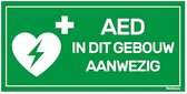 Bordje "AED aanwezig" - 20 x 10 cm - Voor binnen & buiten - AED in dit gebouw aanwezig bord