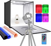 Neewer - Fotostudio - RGBW - Lichttent - Met - Infrarood afstandsbediening - Opklapbare tafel - Bovenblad 60 cm - Met - 96 RGBW LED's/Verstelbaar - 2-40W - 6000K-6500K  - 4 - Achtergronden in kleur