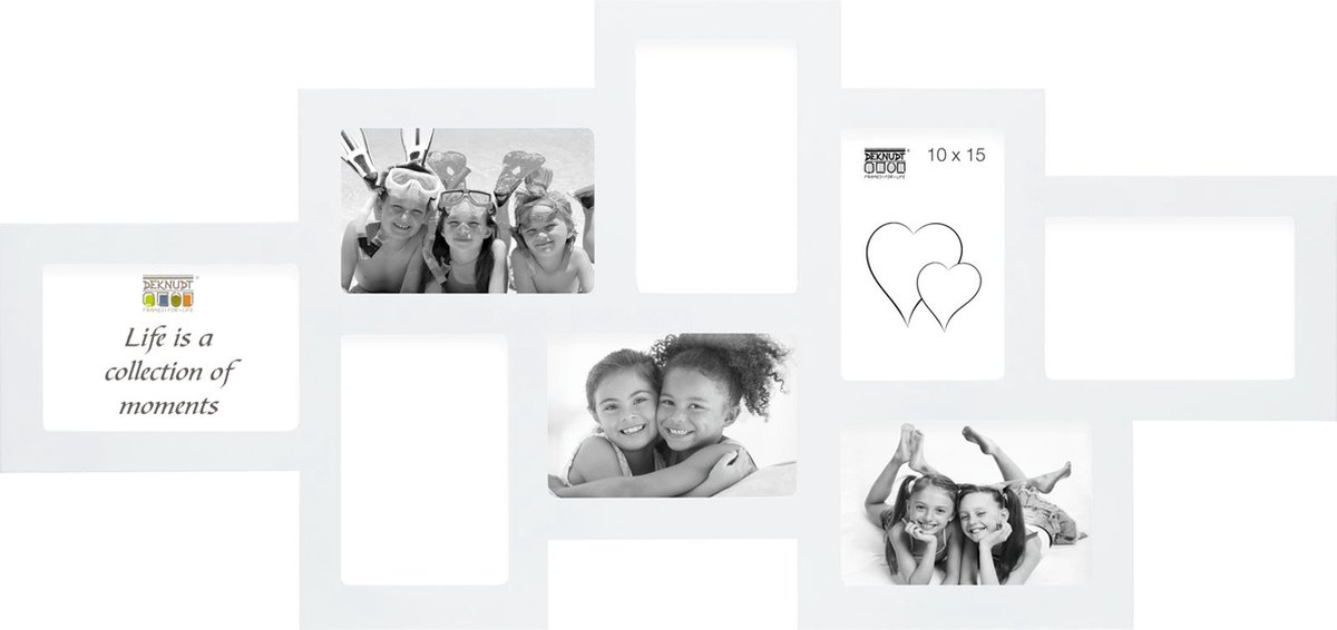 Deknudt Frames fotolijst S65SW1 - wit - hout - 8 foto's 10x15 cm