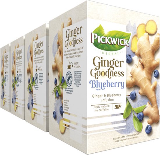 Pickwick Kruidenthee Ginger Goodness Blueberry - 4 x 15 theezakjes