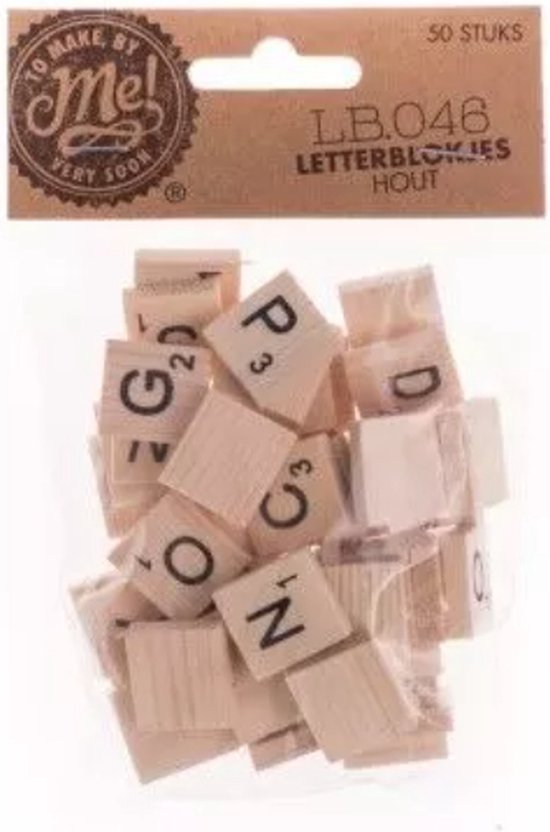 Cubes de lettres en bois 50 pièces - Scrabble Letters Loose - Bois avec score numérique