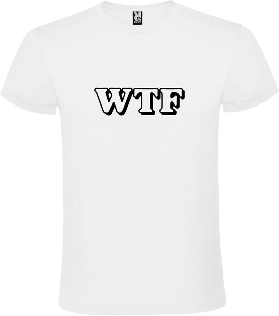 Wit T-shirt ‘WTF’ Zwart maat XL