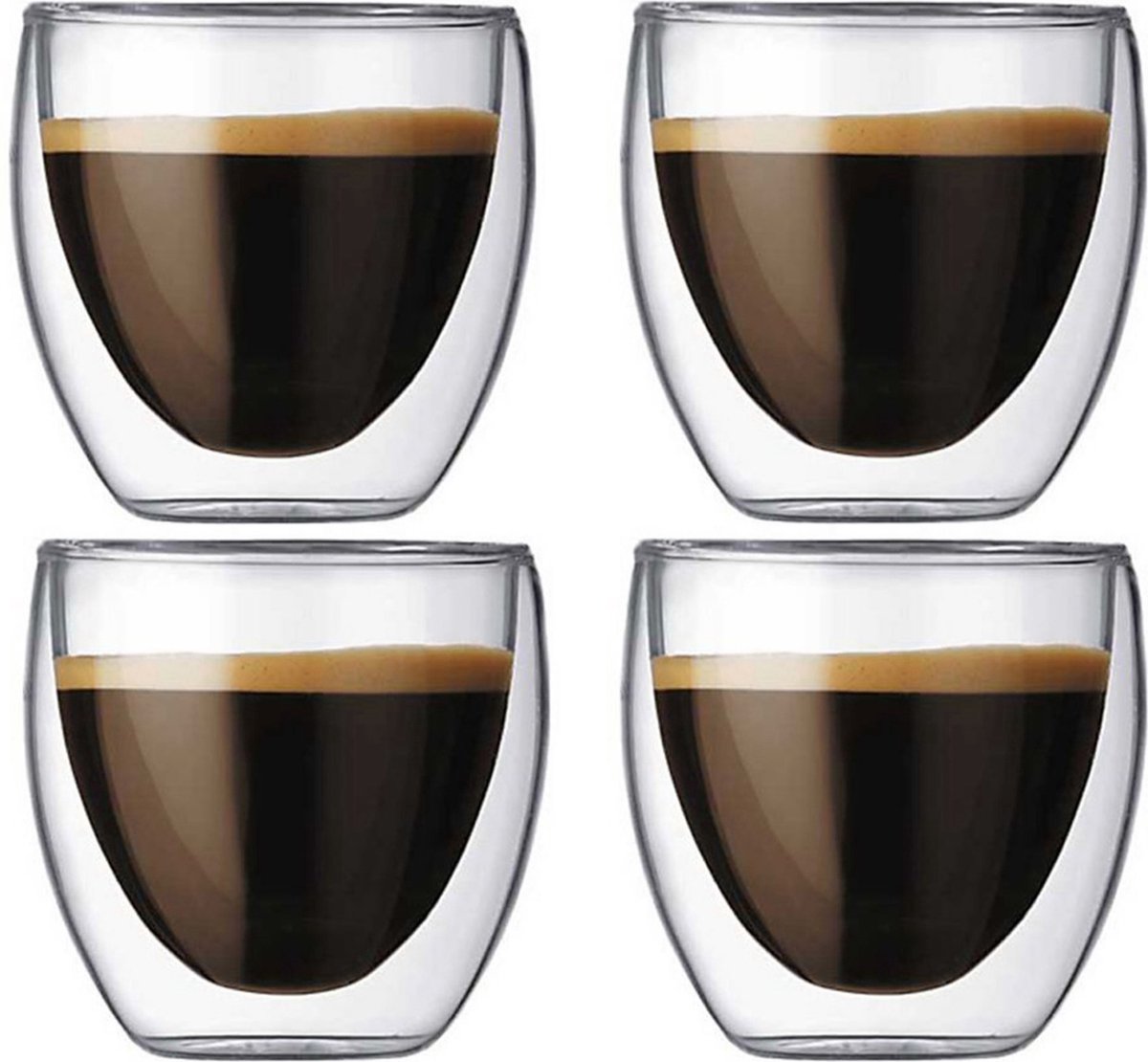 Dubbelwandige Koffieglazen Set van 4 - Dubbelwandige Glazen Theeglazen - 140ML -... | bol.com