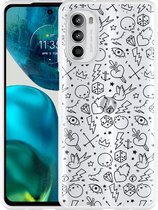 Motorola Moto G52 Hoesje Tattoo zwart - Designed by Cazy