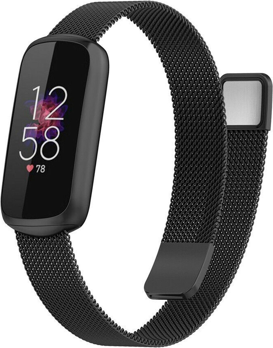 Milanees bandje - zwart, geschikt voor Fitbit Luxe