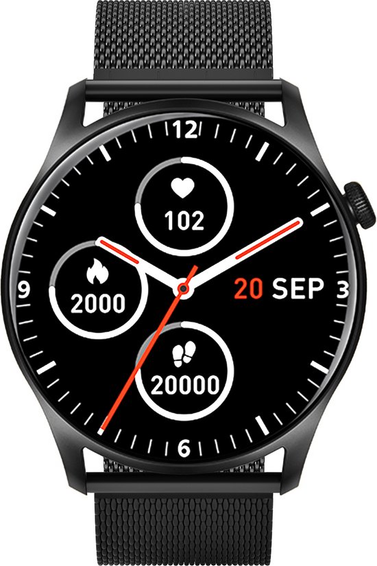 Smartwatch Dames & Heren Zwart - Watch geschikt voor iOS, Android & HarmonyOS toestellen - Avalue®