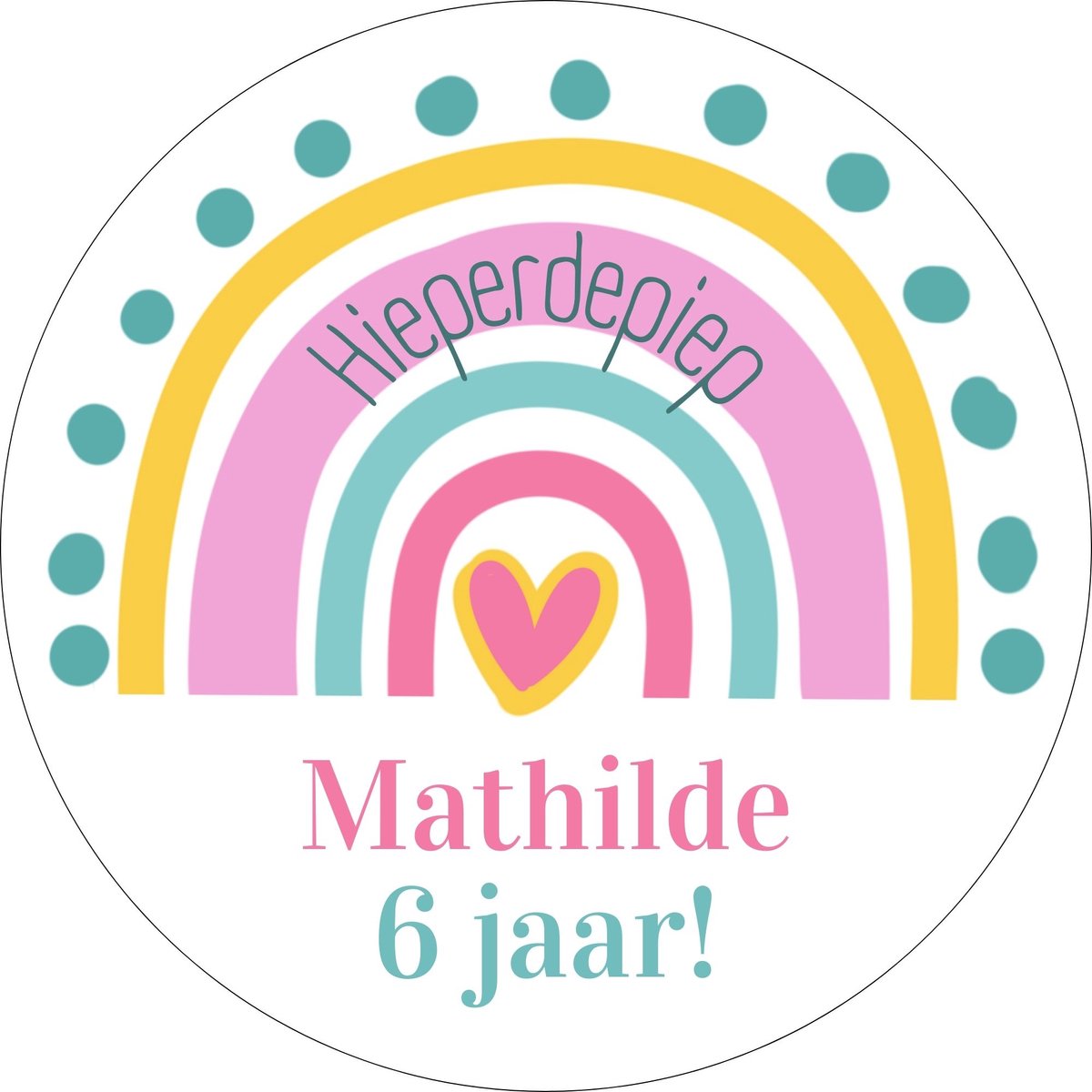 20 x Naam Verjaardag Stickers Leeftijd | Meisje Regenboog | Gepersonaliseerd Trakteren | Sluitstickers | Kinderfeest Traktatie — afbeelding 6