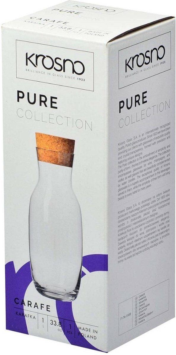 Glazen karaf met kurkstop voor water, sap, melk - 1000 ml — cadeau in Koken & Dineren - foto 5