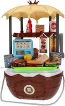 Ariko Jouets Suitcase Fast food store 58 pièces - hamburgers, pop-corn, sauces, pinces et bien plus encore - valise à emporter pratique